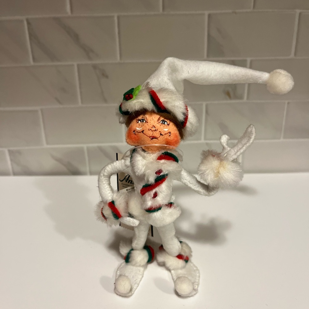 Annalee 2008 White Peppermint Elf